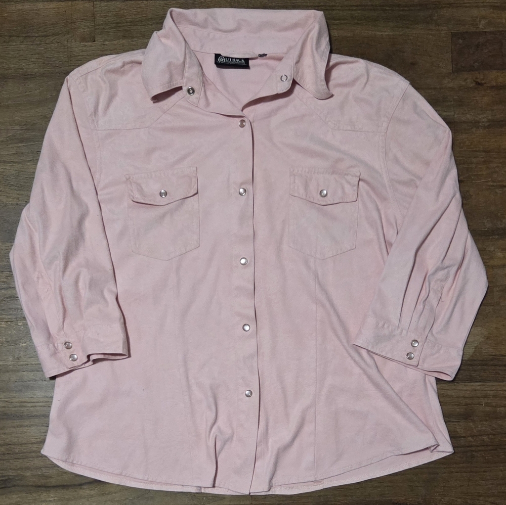 🔵3/$13 Outback Trading Co. Suede Tooled Shirt